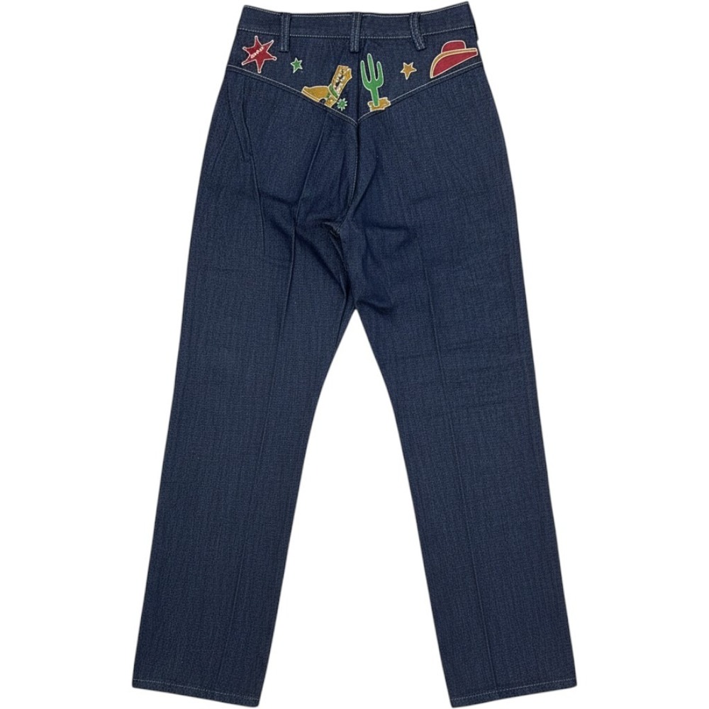 Vintage Bobbie Brooks Western Embroidered Denim Pants Blue High Waist 25